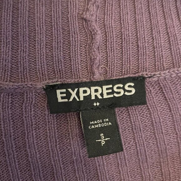 Express Women Sz S Purple Ribbed Long Sleeve Mockneck Pullover Sweater - Picture 6 of 8